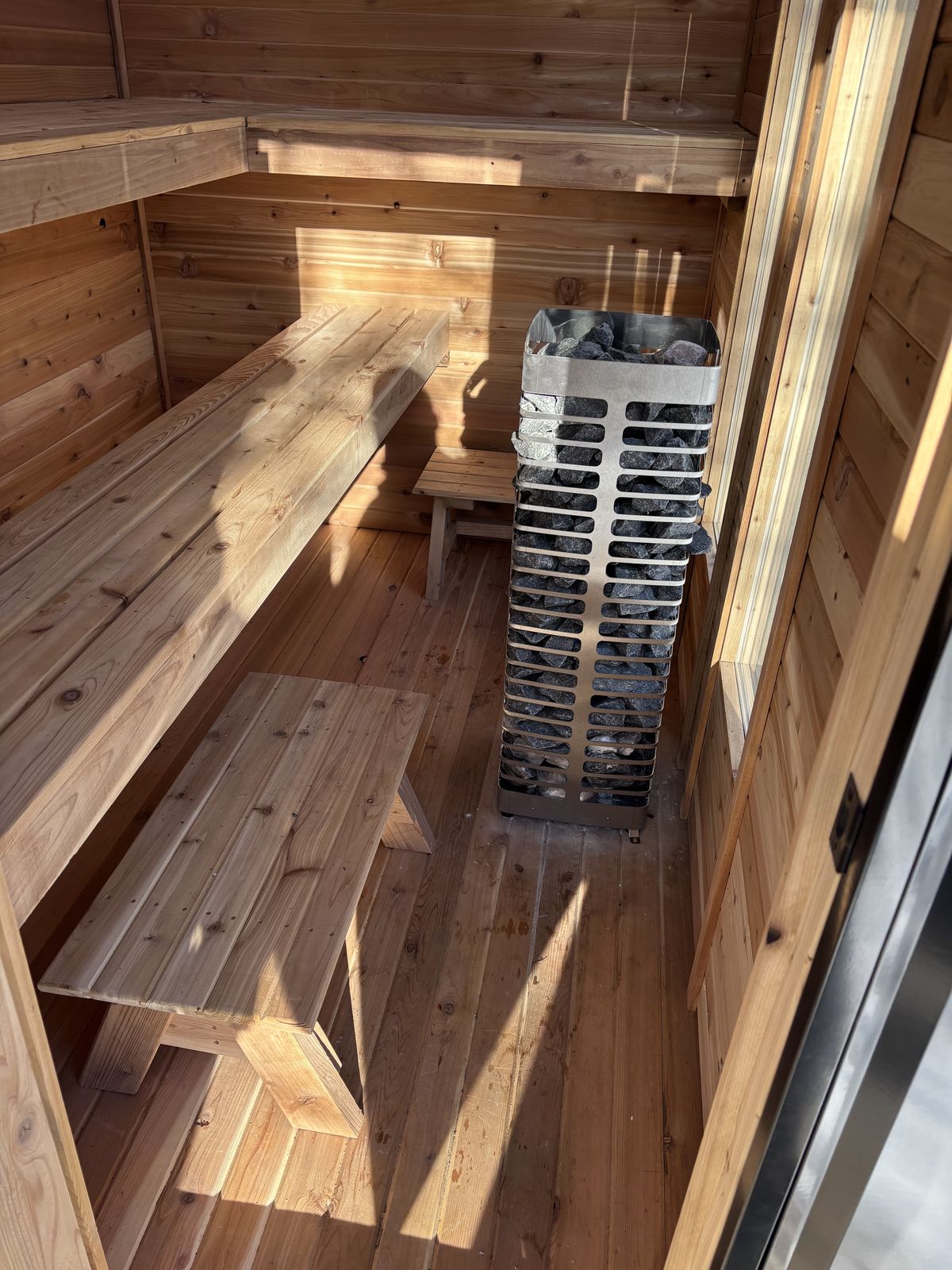 Cedar sauna installation
